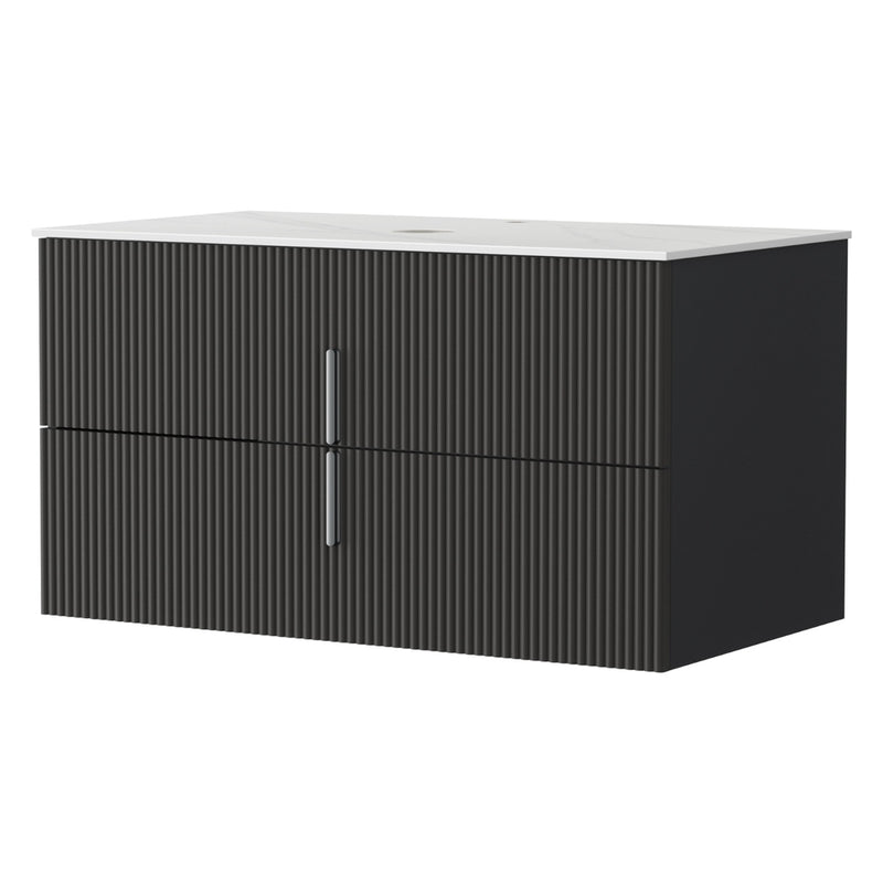 Cefito 900mm Vanity Unit Black Timber Bathroom Cabinet Wall Hung