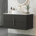 Cefito 900mm Vanity Unit Black Timber Bathroom Cabinet Wall Hung