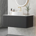 Cefito 900mm Wall Hung Bathroom Vanity Cabinet Black Timber