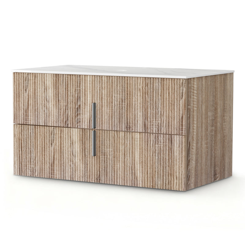 Cefito 900mm Bathroom Vanity Cabinet Wall Hung Pine Timber Storage