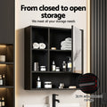 Cefito 560mm Bathroom Mirror Cabinet Black Wall Mounted Shelf