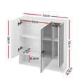 Cefito Bathroom Mirror Cabinet 700x750mm White Adjustable Shelves