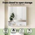 Cefito Bathroom Mirror Cabinet 700x750mm White Adjustable Shelves