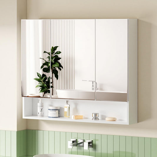 Cefito Medicine Cabinet 900x750mm White Bathroom Mirror Shelves