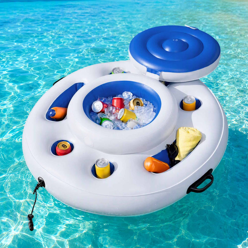 Bestway Inflatable Floating Cooler with Cup Holders for Pool Holds 24 Cans