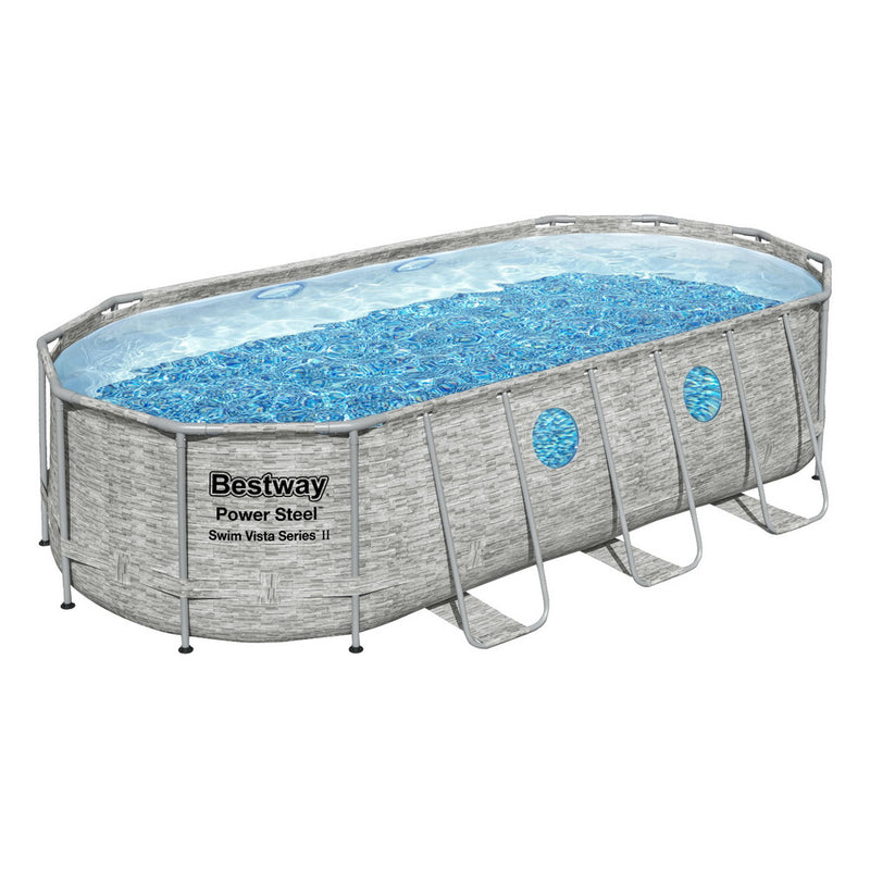 Bestway 549x274cm Steel Frame Pool 13430L Filter Pump Ladder