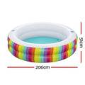 Bestway Inflatable Pool 206cm Round Above Ground Rainbow Cup Holder