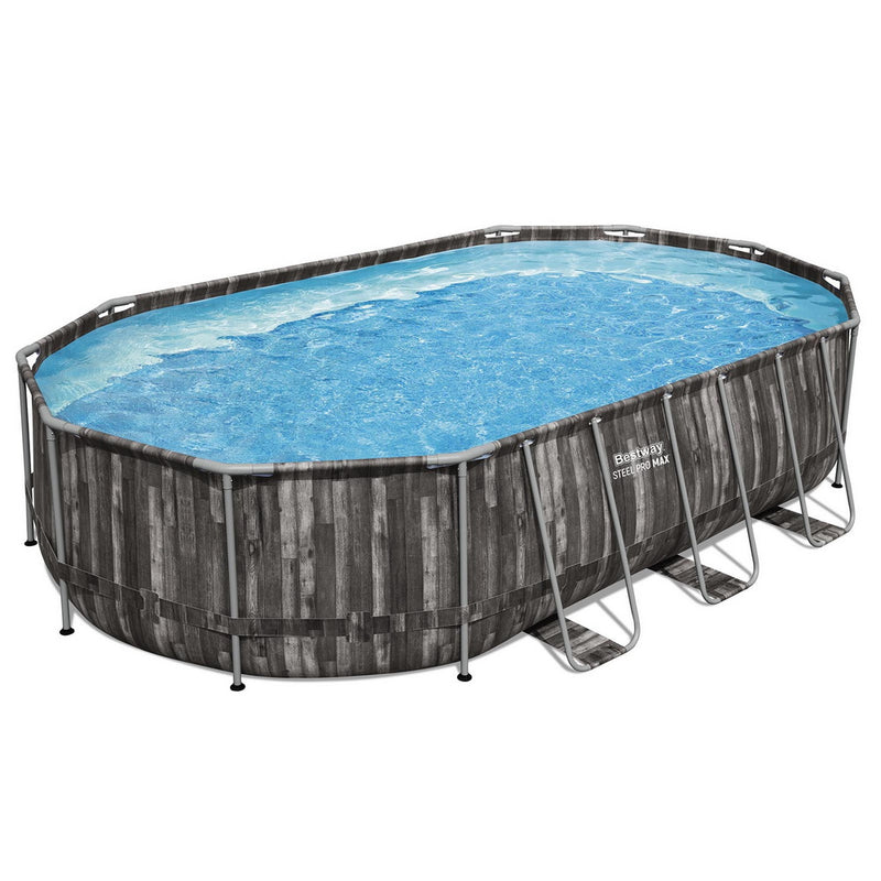 Bestway Steel Frame Pool 6.1x3.66m Filter Pump Ladder Cover