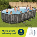 Bestway Steel Frame Pool 6.1x3.66m Filter Pump Ladder Cover