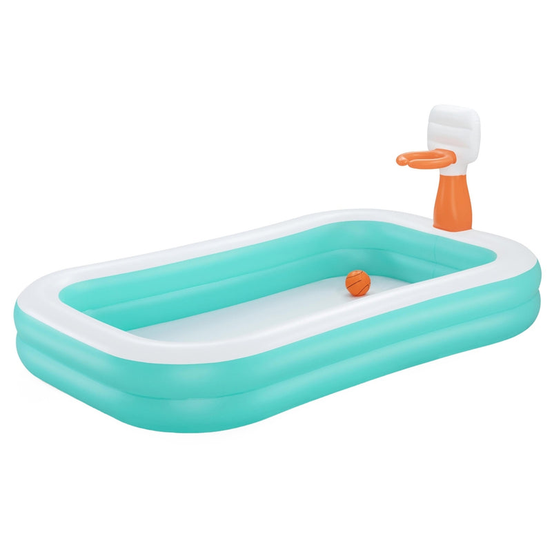 Bestway Inflatable Pool 251x168cm Basketball Hoop Kids Above Ground