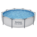 Bestway 305CM Swimming Pools Steel Above Ground Round Backyard Pool Set White