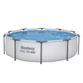Bestway 305CM Swimming Pools Steel Above Ground Round Backyard Pool Set White