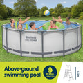 Bestway Swimming Pool 427x122cm Steel Frame Above Ground Pool Filter Pump Ladder