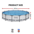 Bestway 427CM Swimming Pools Steel Above Ground Round Backyard Pool Set White