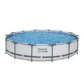 Bestway 427CM Swimming Pools Steel Above Ground Round Backyard Pool Set White