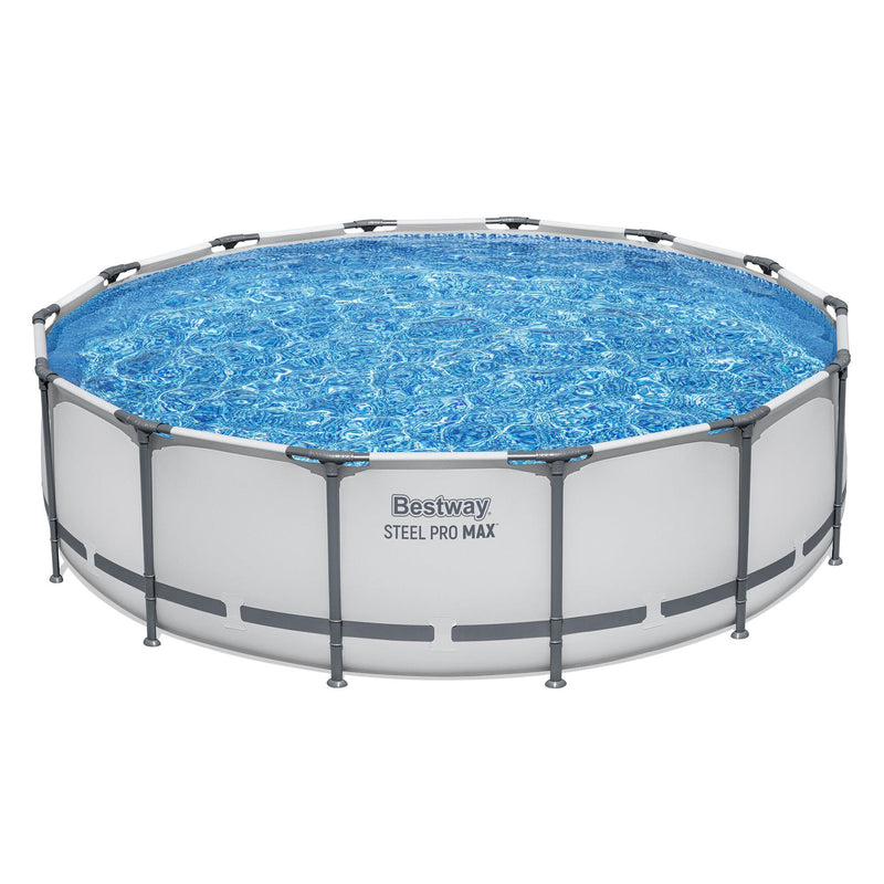 Bestway Swimming Pools 427cm x 107cm Steel Above Ground Round Backyard Pool Set White