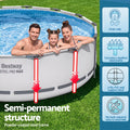 Bestway Swimming Pools 427cm x 107cm Steel Above Ground Round Backyard Pool Set White