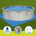 Bestway 457cm Round Steel Frame Pool Set 17430L Filter Pump