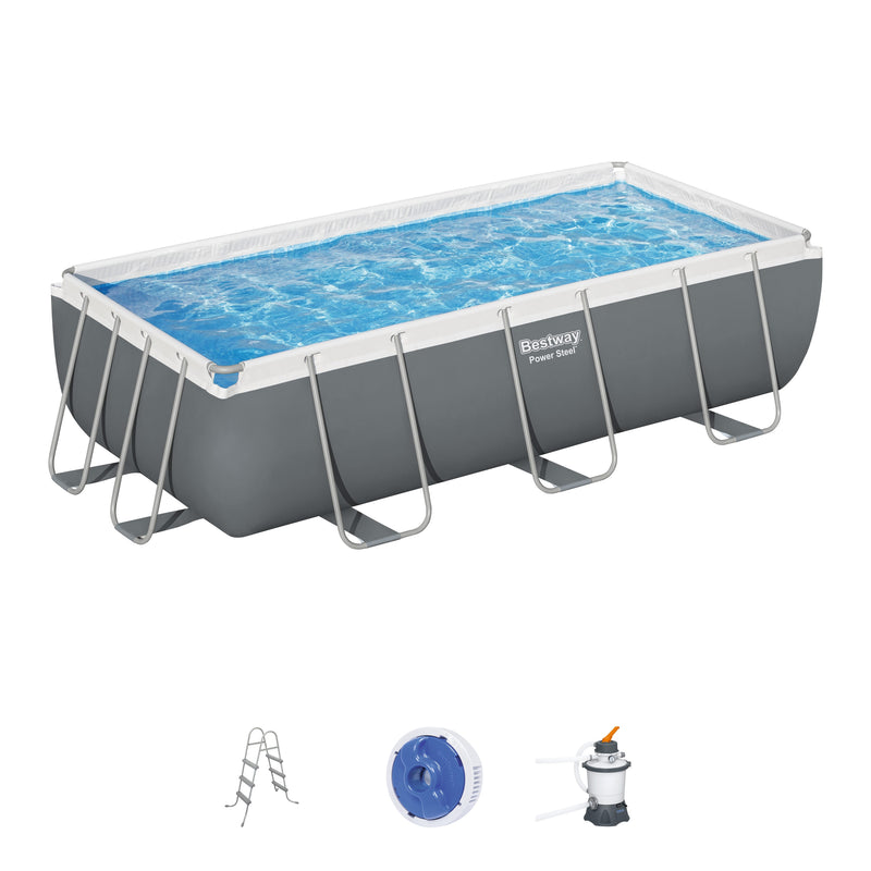Bestway 404x201x100cm Steel Frame Pool 6478L Filter Pump