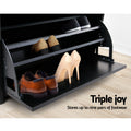 Artiss Shoe Cabinet Bench 15 Pairs Storage Organiser Black