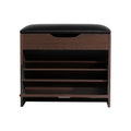 Artiss Shoe Rack Cabinet Bench 3-Tier 15 Pairs Walnut