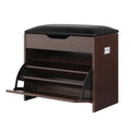 Artiss Shoe Rack Cabinet Bench 3-Tier 15 Pairs Walnut