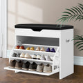 Artiss Shoe Rack Cabinet Bench 3-Tier 15 Pairs White