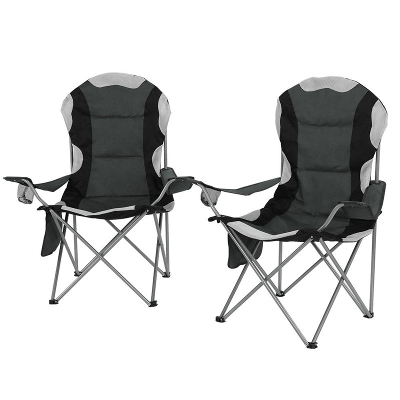 Weisshorn Camping Chair Folding Portable Outdoor Fishing Grey 2PC