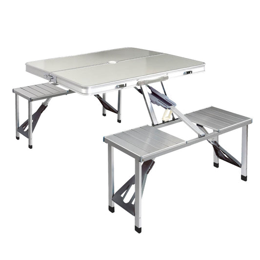 Weisshorn Folding Camping Table 2 Bench Chairs Picnic BBQ Outdoor