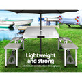 Weisshorn Folding Camping Table 2 Bench Chairs Picnic BBQ Outdoor
