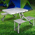 Weisshorn Folding Camping Table 2 Bench Chairs Picnic BBQ Outdoor