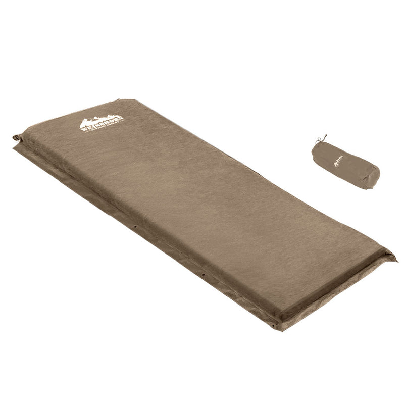 Weisshorn Self Inflating Mattress Single Coffee Camping Air Bed