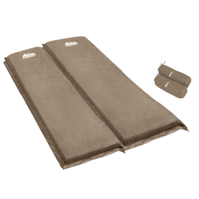 Weisshorn Self Inflating Mattress DOUBLE Camping Sleeping Mat Coffee