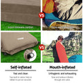 Weisshorn Self Inflating Mattress DOUBLE Camping Sleeping Mat Coffee