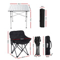 Weisshorn Camping Table Chair Set 3pc Folding Aluminium Outdoor Picnic