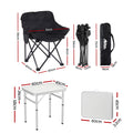 Weisshorn 3pc Camping Table Chair Set Folding Aluminium Portable