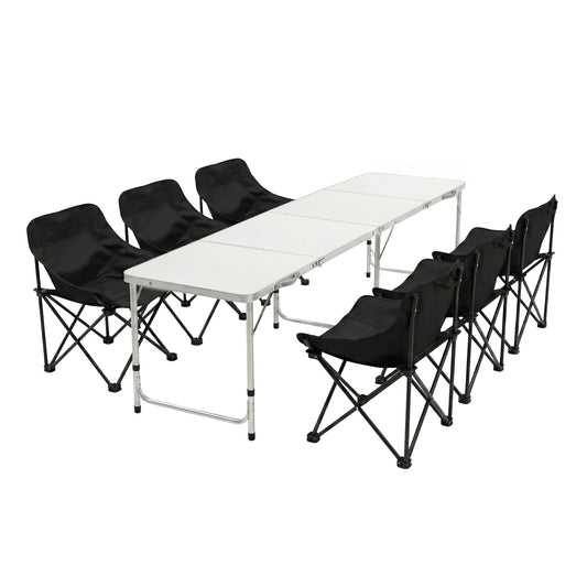 Weisshorn 7pc Camping Table Chair Set Folding Aluminium Portable