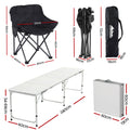 Weisshorn 7pc Camping Table Chair Set Folding Aluminium Portable