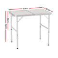 Weisshorn Folding Camping Table 90cm Adjustable Portable Picnic