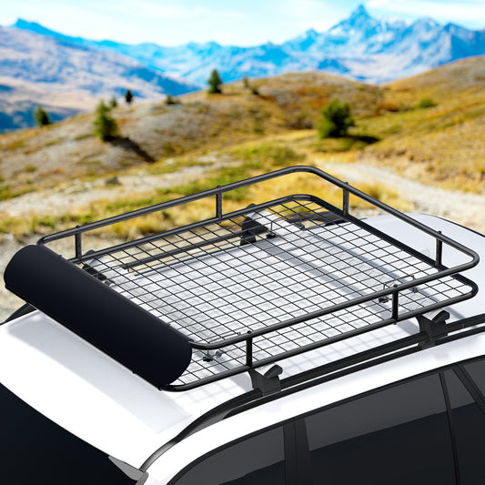 Giantz 123cm Car Roof Rack Basket Luggage Cargo Carrier Black