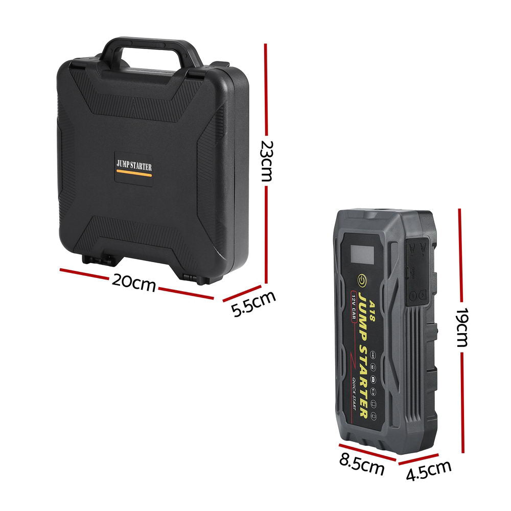 Giantz 2000A Portable Car Jump Starter 12V Lithium Battery Booster Pack Power Bank & Jumper Cables