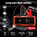 Giantz 3000A Car Jump Starter 12V Lithium Battery Power Bank Cables
