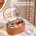 Embellir Makeup Case for Women Travel PU Cosmetic Organizer Brown