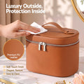 Embellir Makeup Case for Women Travel PU Cosmetic Organizer Brown