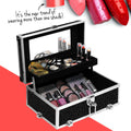 Embellir Cosmetic Case Crocodile Black Makeup Organiser Mirror