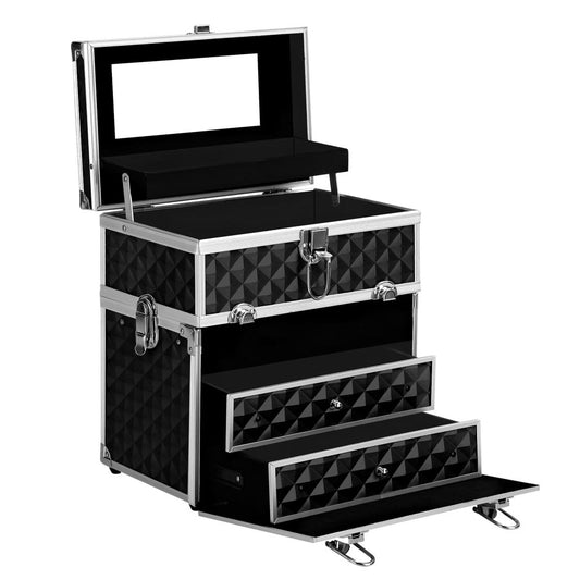Embellir Cosmetic Makeup Carry Case Mirror Diamond Black