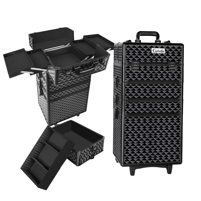 Embellir Makeup Trolley Cosmetic Organiser Diamond Wheels Travel Case