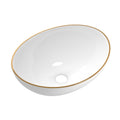 Cefito Ceramic Basin Sink 41x34cm Gold Line Hand Wash Bowl