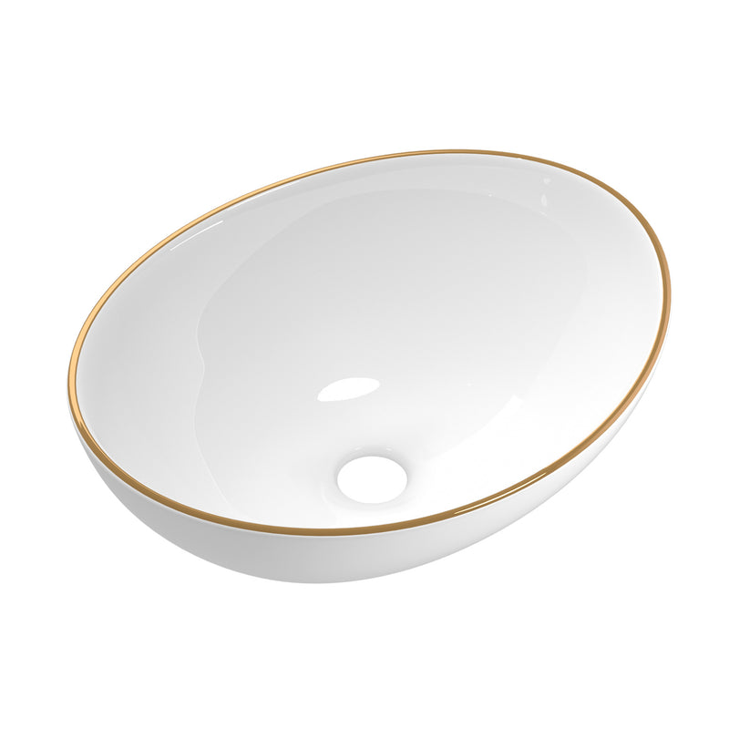 Cefito Ceramic Basin Sink 41x34cm Gold Line Hand Wash Bowl