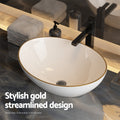 Cefito Ceramic Basin Sink 41x34cm Gold Line Hand Wash Bowl